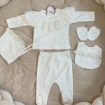 5- delig katoenen baby setje met kant