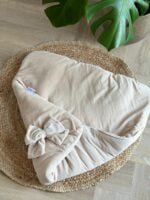 Beige velvet wikkeldeken/ voetenzak met een strikje - Afbeelding 2