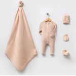 Beige pasgeboren rib setje