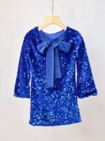 Blauwe jurk met een strikje - Afbeelding 2
