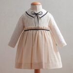 Creme_jurk_met_een_blauwe _strikje_lavikids