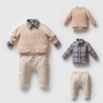 Beige_baby_setje_met_een_geruite_blouse_lavikids