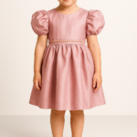 Donker_roze_jurk_met_pofmouwen_lavikids