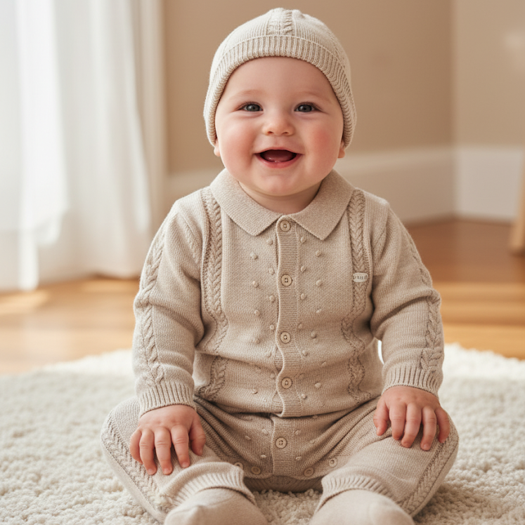 Beige_gebreide_box_pakje_met_een_muts_lavikids