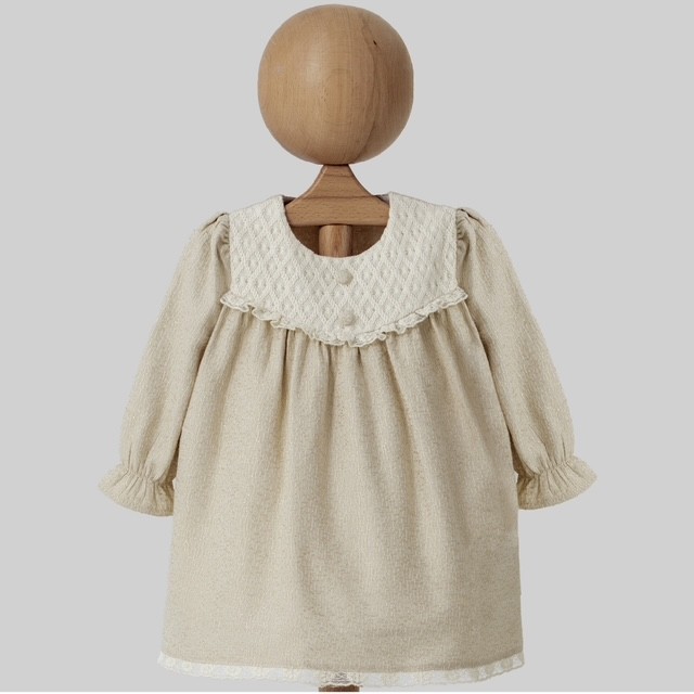 thumbnail_IMG_0425 Beige_jurk_met_een_ruffle_afwerking_lavikids
