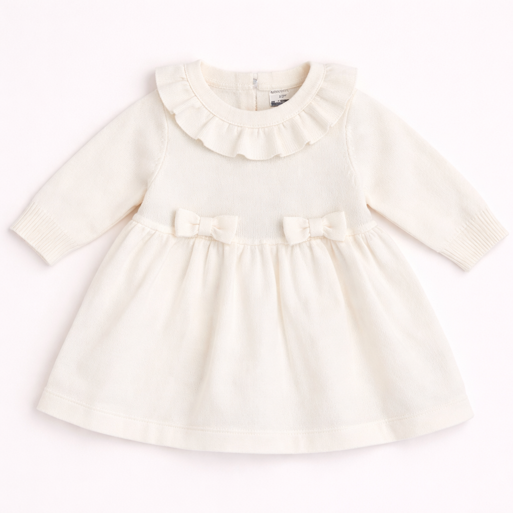 creme_elegante_jurk_met_strikjes_lavikids