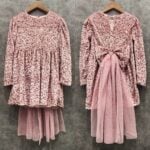 Roze glitter jurk met een strikje - Afbeelding 2