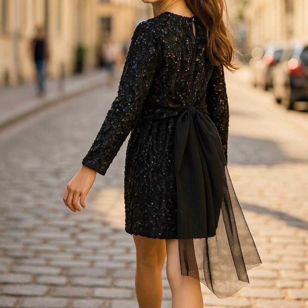 zwarte_glitter_jurk_met_een_strikje_lavikids