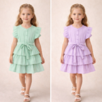 Katoenen_ruffle_jurk_groen_lila_lavikids