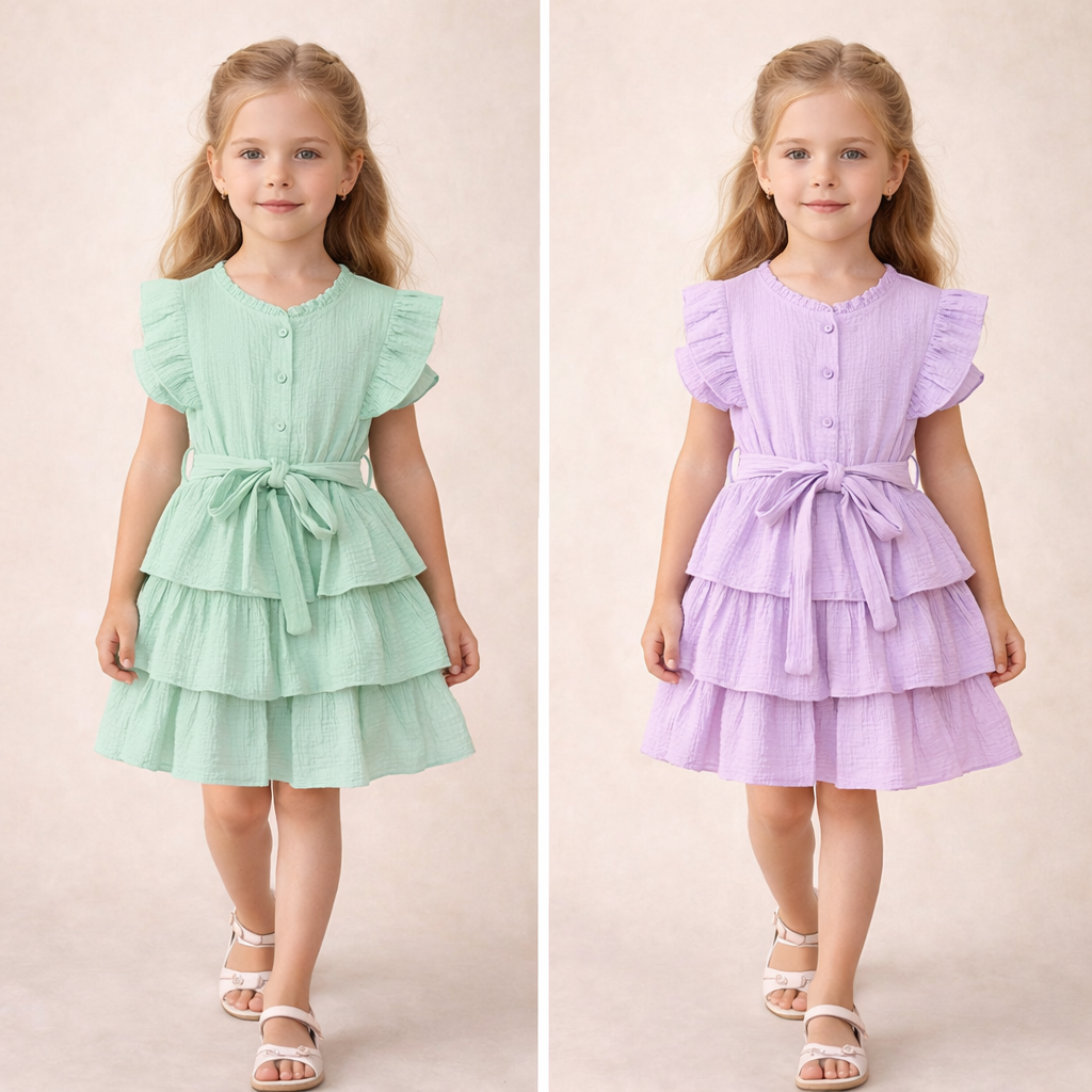 Katoenen_ruffle_jurk_groen_lila_lavikids