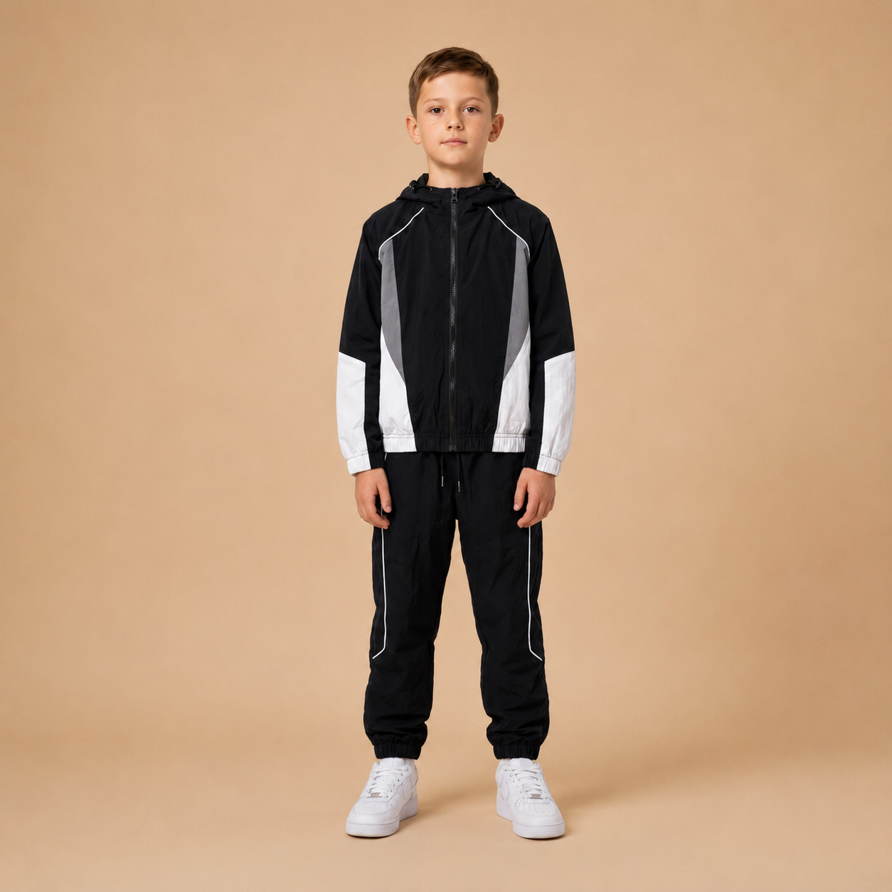 ICON_ Sportief_ Windbreaker_ Set_ Zwart/Witl_avi_kids