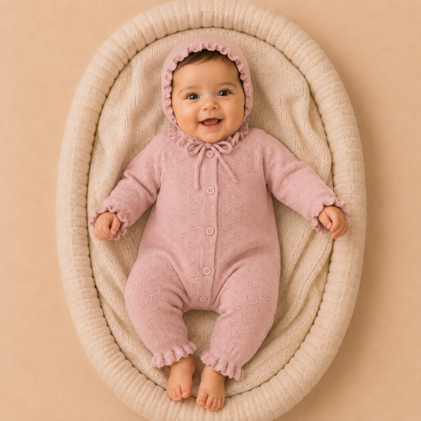 Oudroze_gebreide_box_pakje_met_een_muts_Lavi_kids