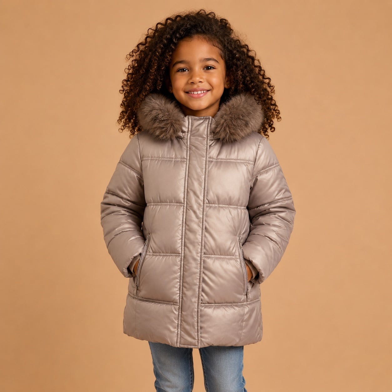 Champafne_gewatteerde_winterjas_met_een_bontkraag_lavi_kids