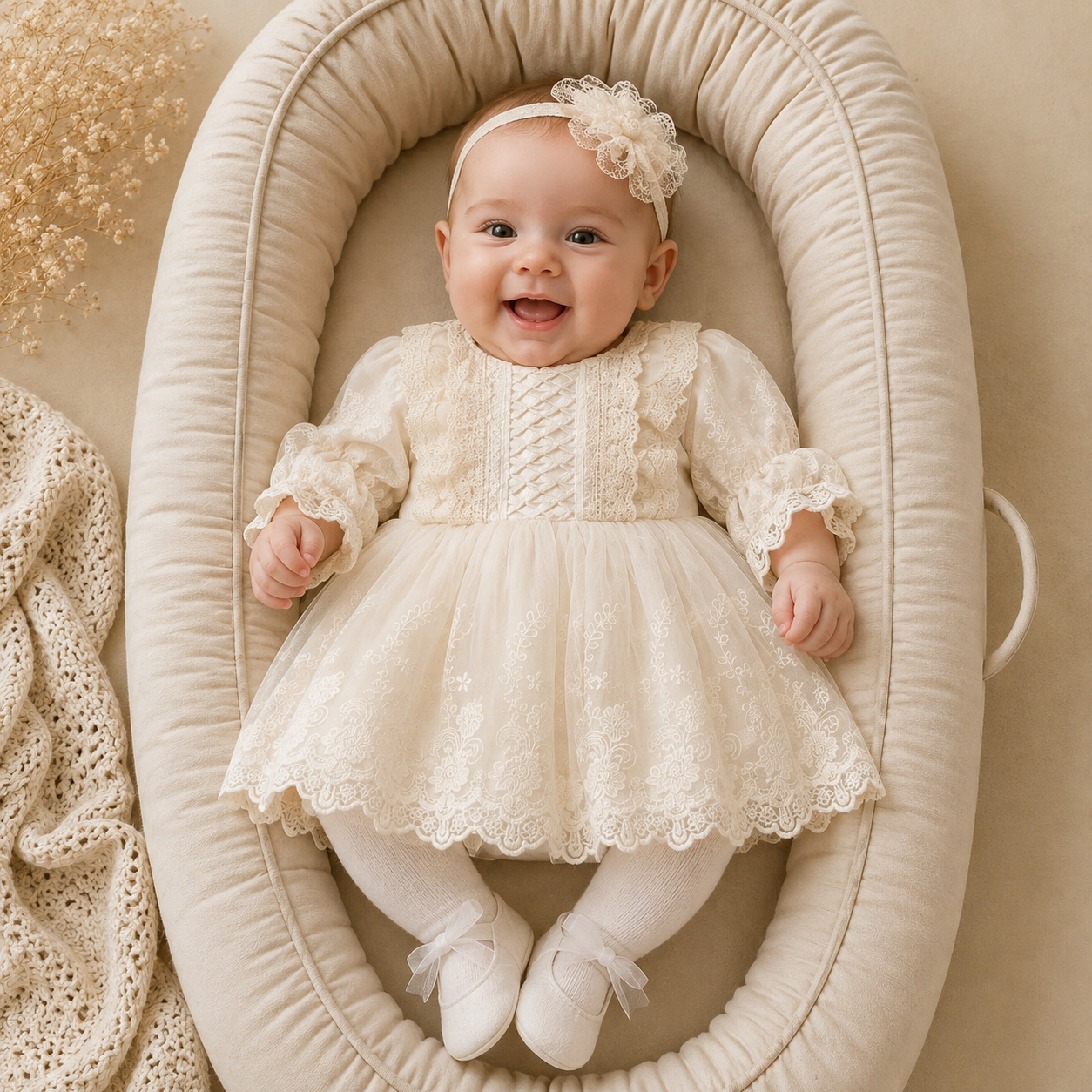 Creme_Baby_Feestjurk_met_Kant_Lavi_Kids