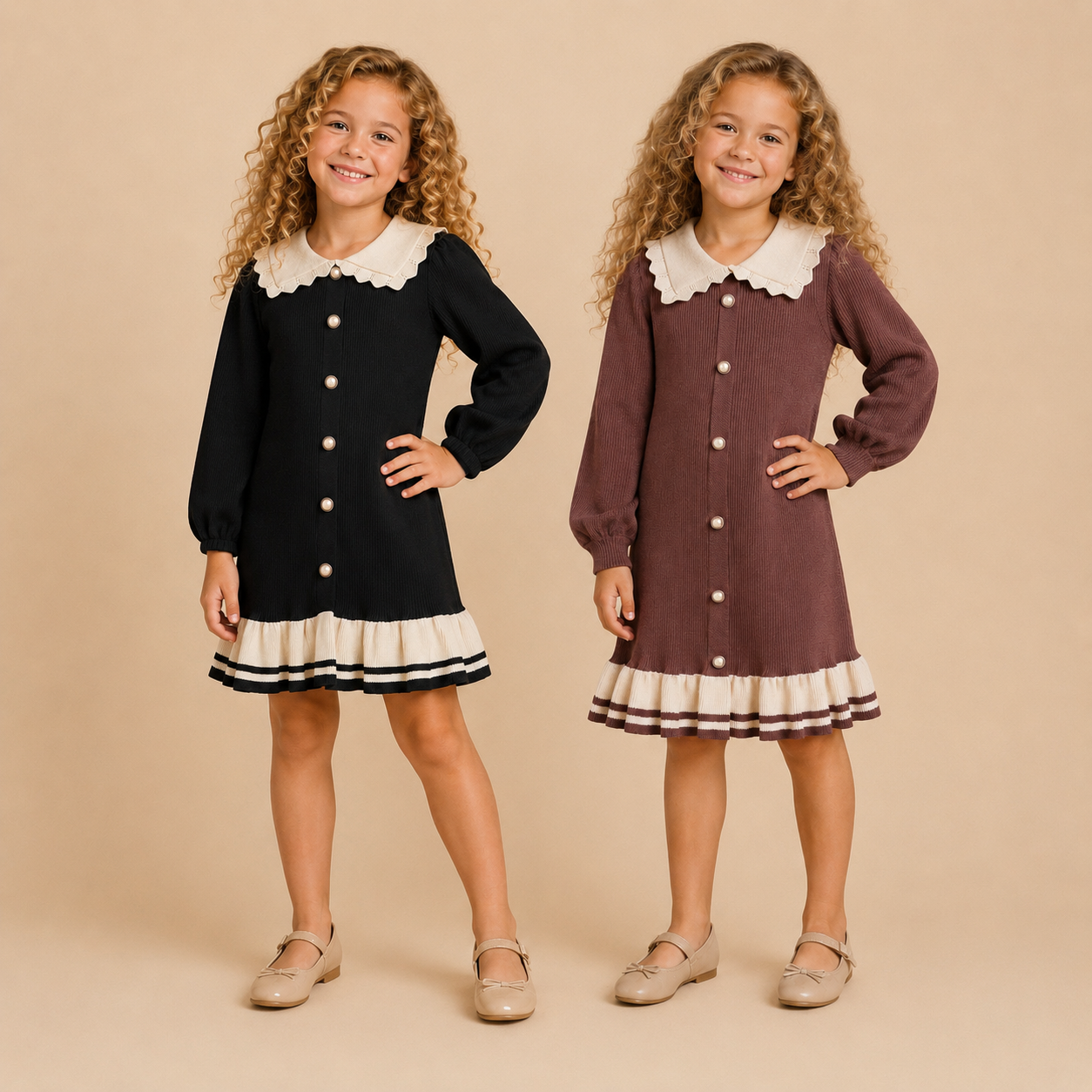 Gebreide_meisjes_jurk_met_een_kraag_en_ruches_lavi_kids