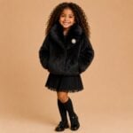 Meisjes Luxe Faux Fur Jas met een Broche - Afbeelding 3