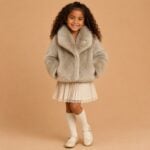 Meisjes Luxe Faux Fur Jas met een Broche - Afbeelding 4