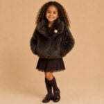 Meisjes Luxe Faux Fur Jas met een Broche - Afbeelding 2