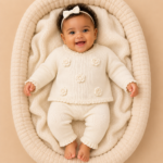 Creme_gebreide_babyset_met_bloemetjes_lavi_kids