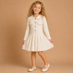 Creme_Gebreide_Meisjesjurk_met_een_kraag_lavi_kids