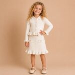 Gebreide Meisjes Twinset met Rok en Ruches - Afbeelding 2