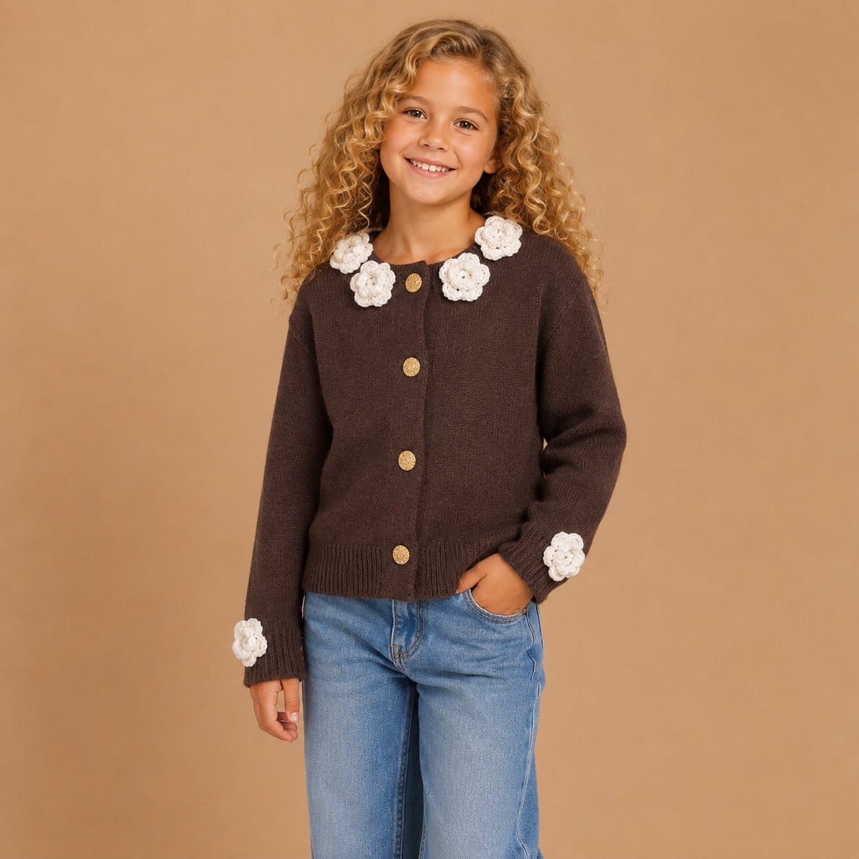 Bruine_gebreide_vest_met_bloemen_lavi_kids