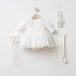 Witte Baby Feestjurk met Kant - Afbeelding 2