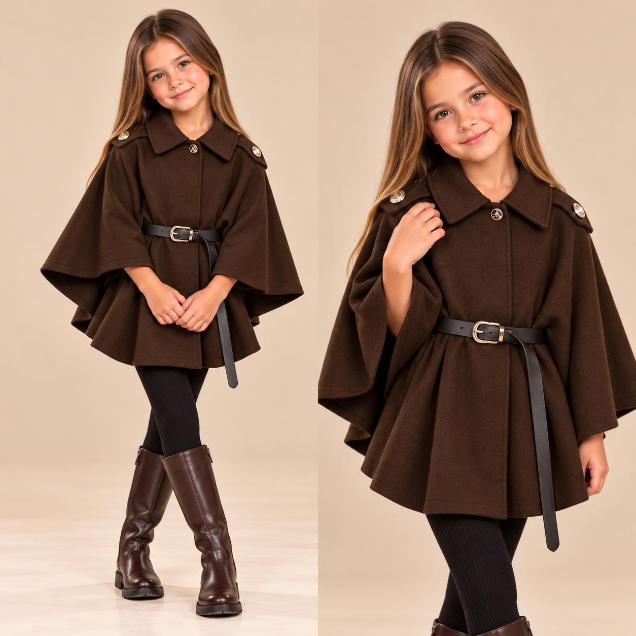 Elegante_Donkerbruine_Poncho_met_Tailleceintuur_lavi_kids