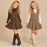 Geruite_Gilet_en_Rok_Set_lavi_kids