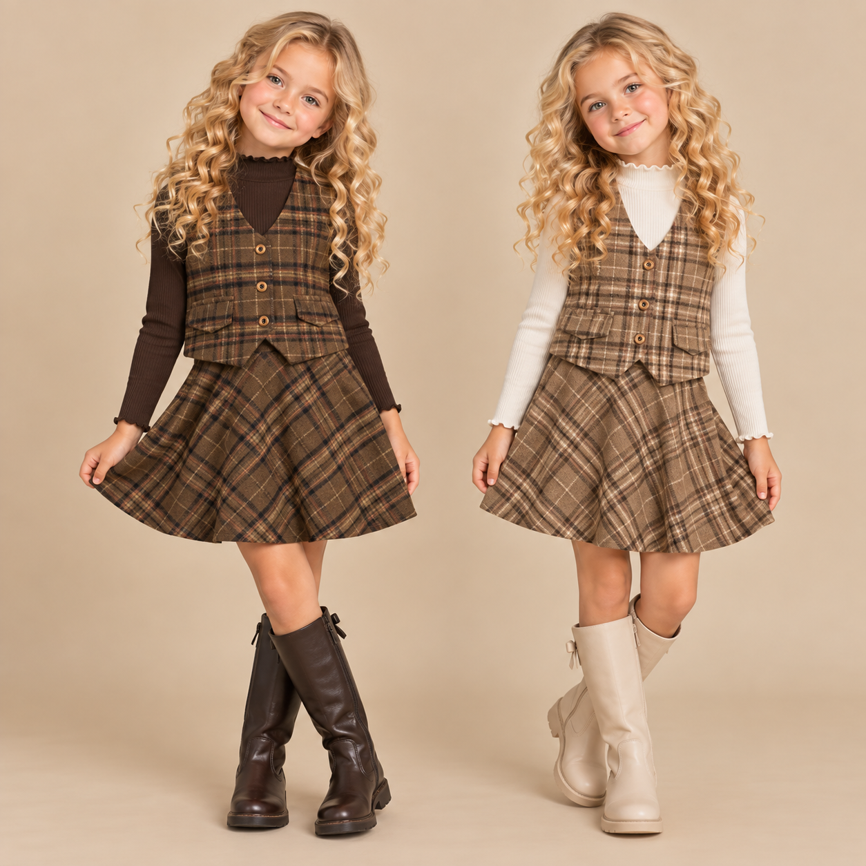 Geruite_Gilet_en_Rok_Set_lavi_kids