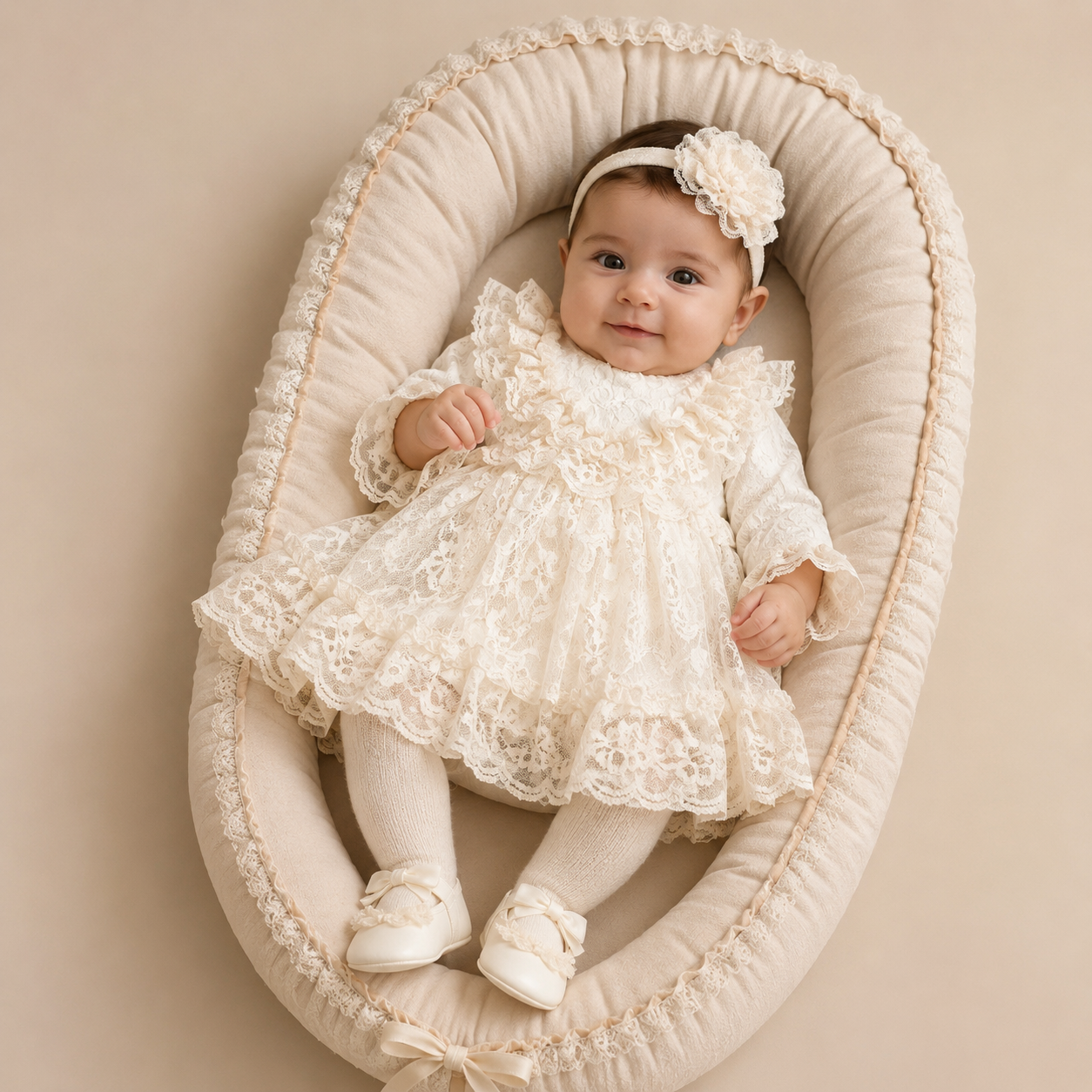 Crème_Kanten_Babyjurk_set_lavi_kids