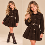 Donkerbruin_Corduroy_Jurkje_met_Tailleceintuur_lavi_kids