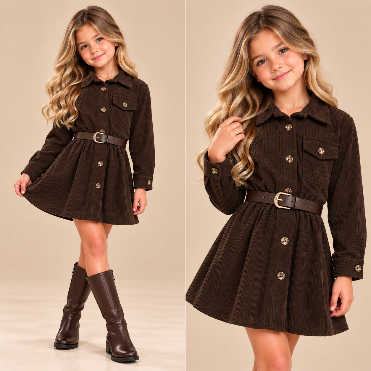 Donkerbruin_Corduroy_Jurkje_met_Tailleceintuur_lavi_kids