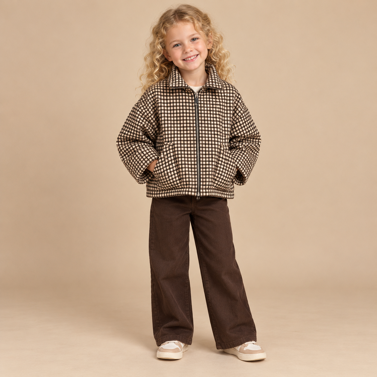Geruit_Meisjes_Jasje_met_Ritssluiting_lavi_kids