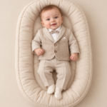 Beige_Feestpakje_voo_Baby_Jongens_met_Vlinderdas_lavi_kids