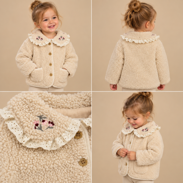 Crème_Teddy_Jasje_met_een_Bloemenkraag_lavi_kids