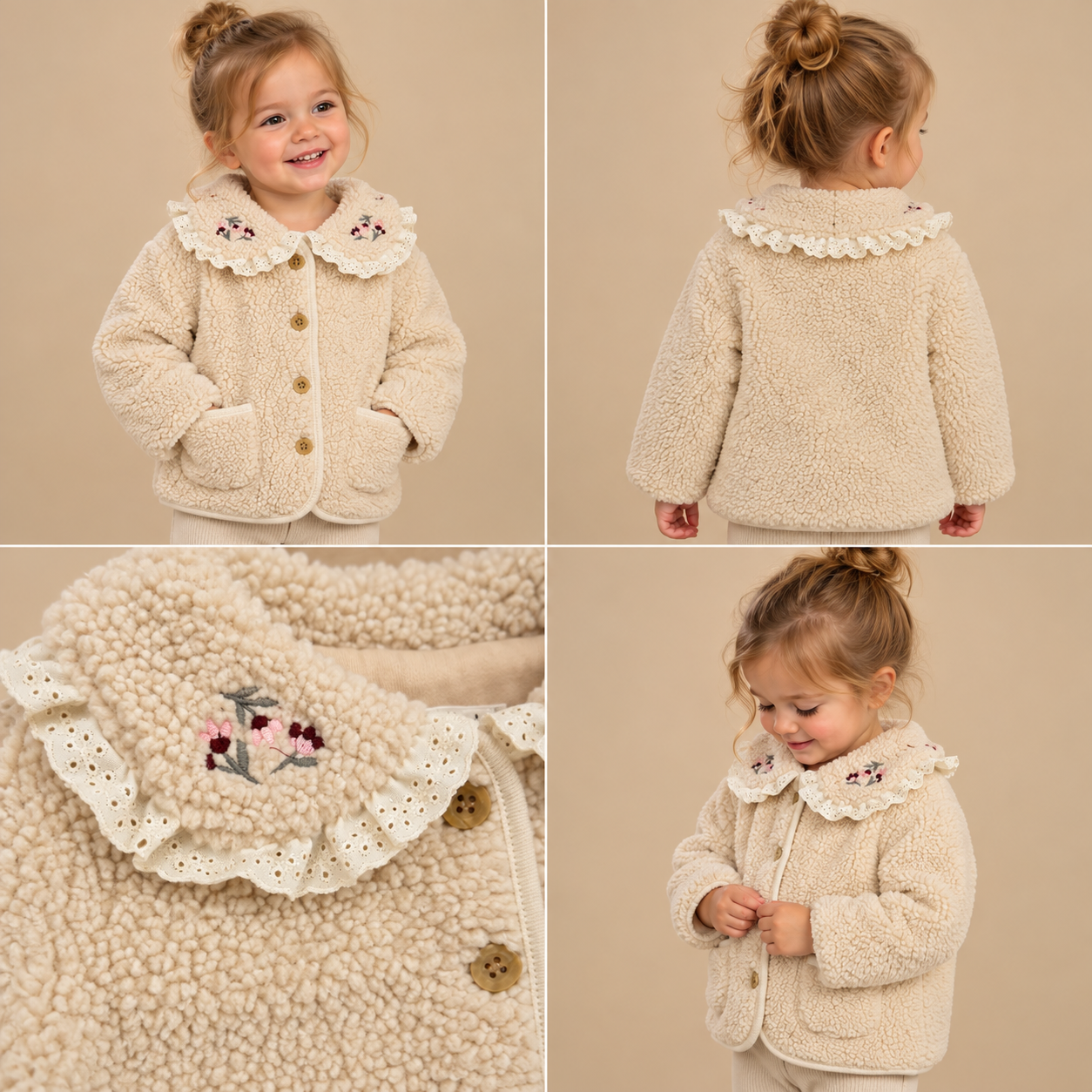 Crème_Teddy_Jasje_met_een_Bloemenkraag_lavi_kids